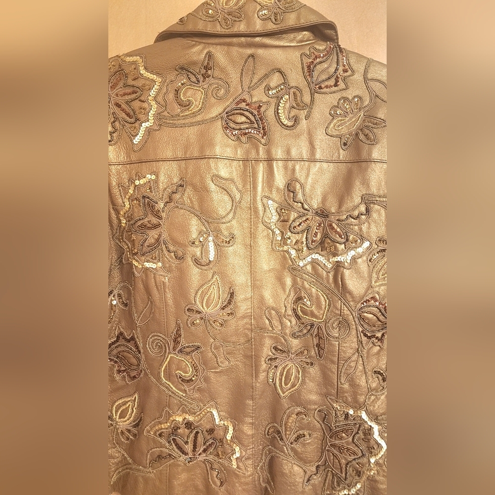 Chicos bronze color leather jacket size 0 - Picture 3 of 6
